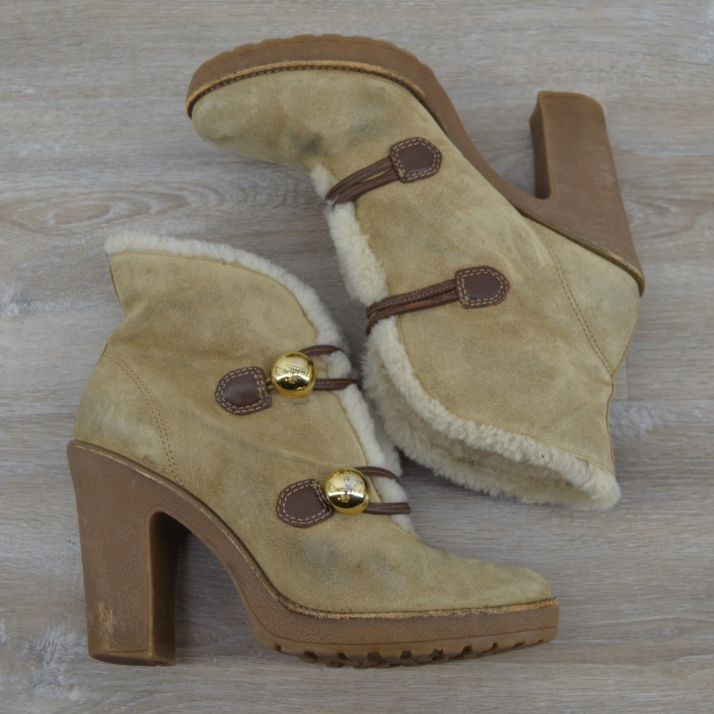 Coach shearling lined suede boots